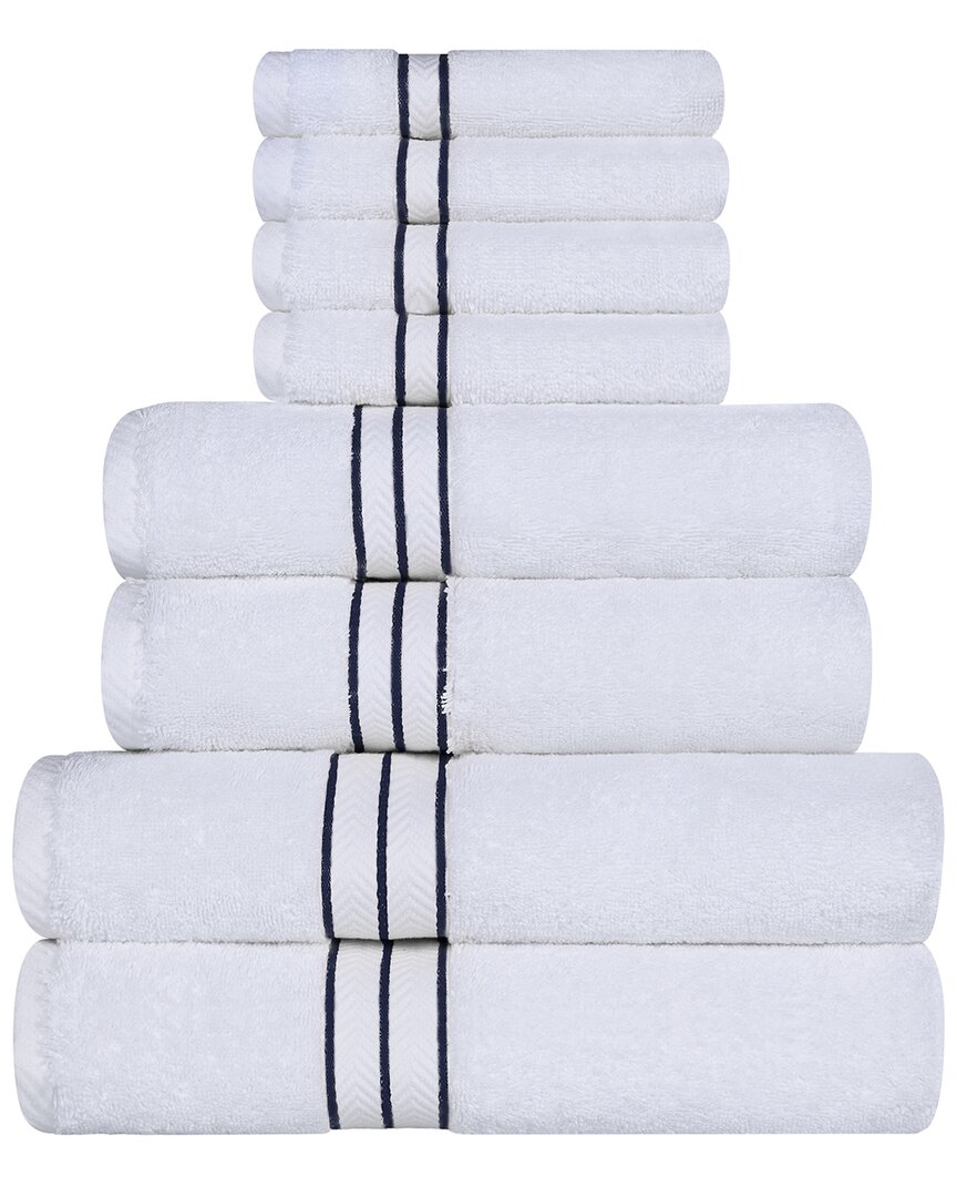 Superior Turkish Highly Absorbent Hotel Collection 8pc Towel Set In Navy