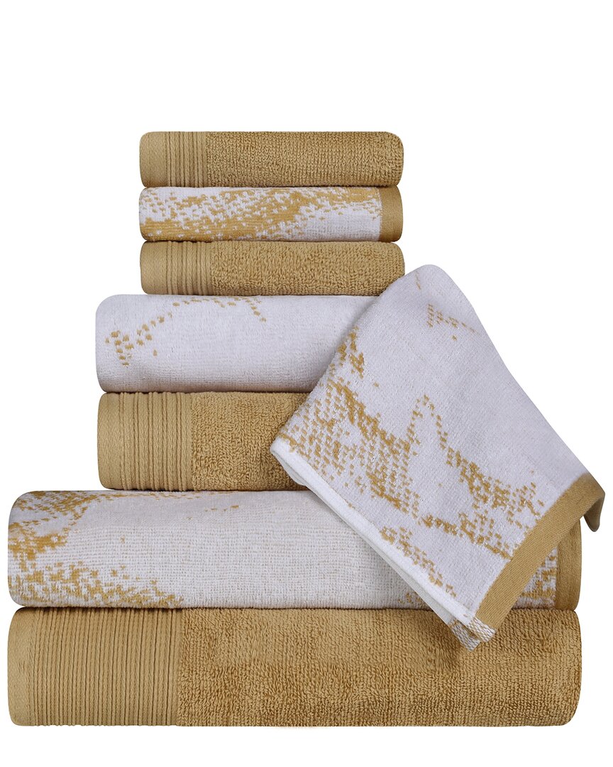 Superior Quick-drying Solid And Marble Effect 8pc Towel Set In Bronze