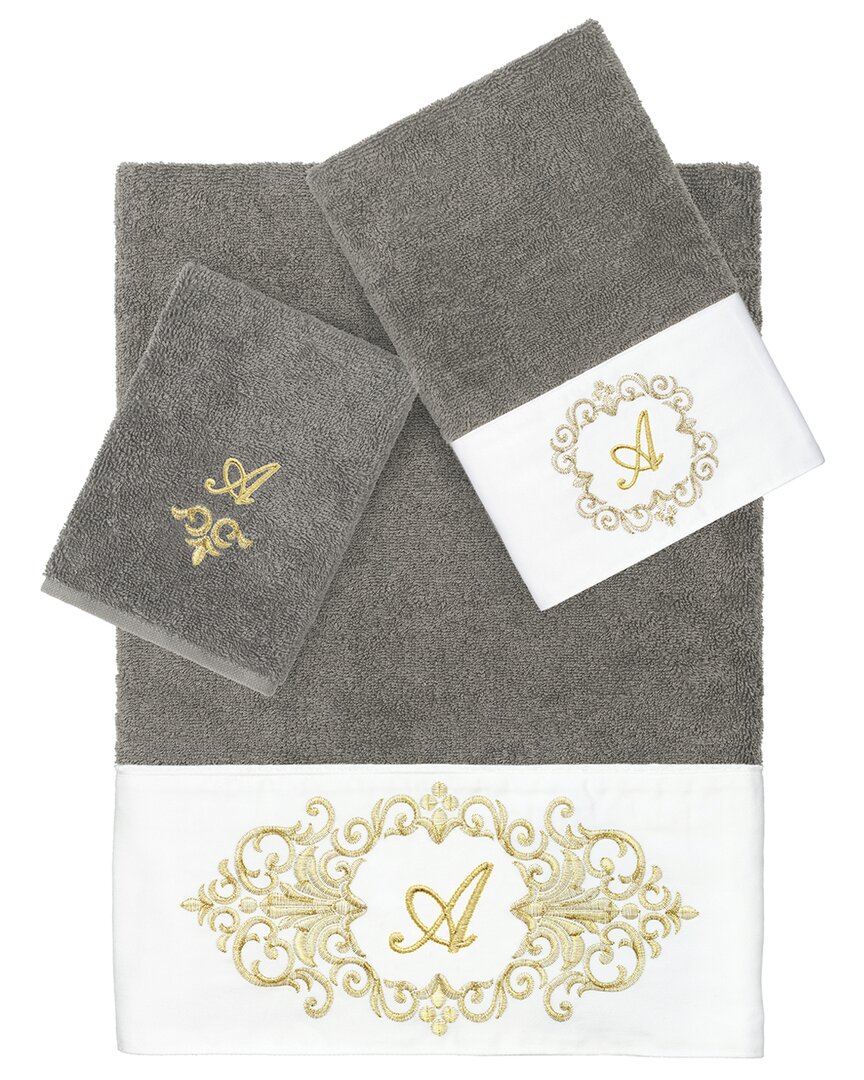 Linum Home Textiles 3pc 100% Turkish Cotton Monogram Embellished Towel Set