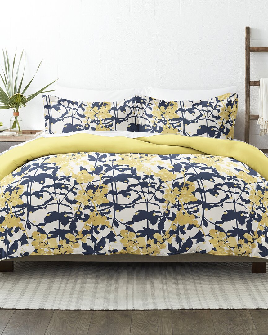 Home Collection Premium Ultra Soft Boho Flower 3pc Reversible Duvet Cover Set In Yellow
