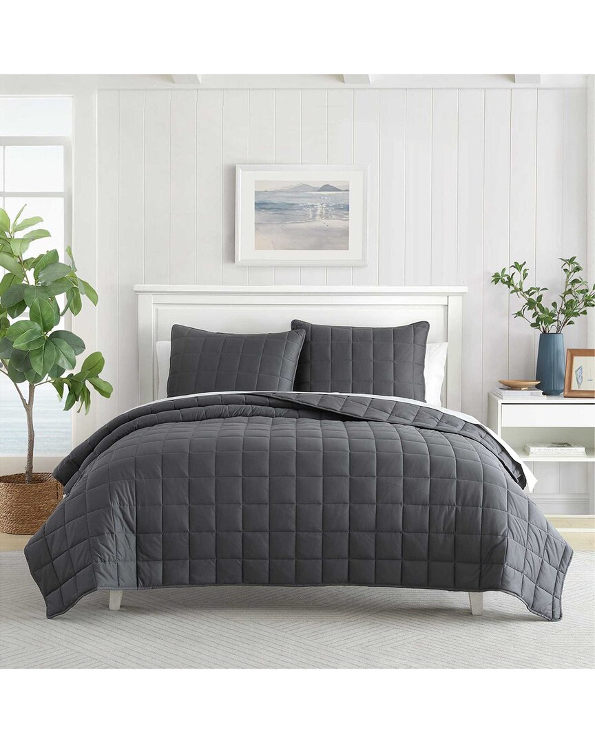 Nautica Solid Brushed Micro Jersey Reversible Quilt Set