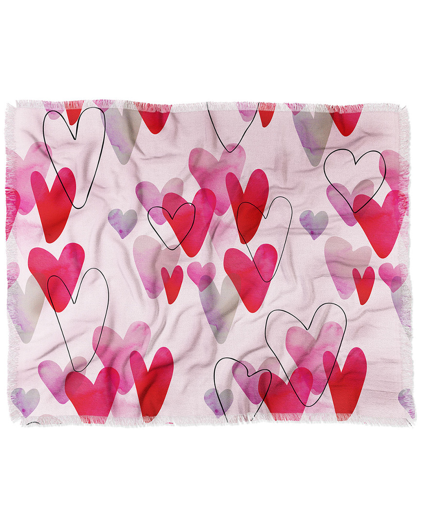 Deny Designs Morgan Kendall Pink Hearts Woven Throw