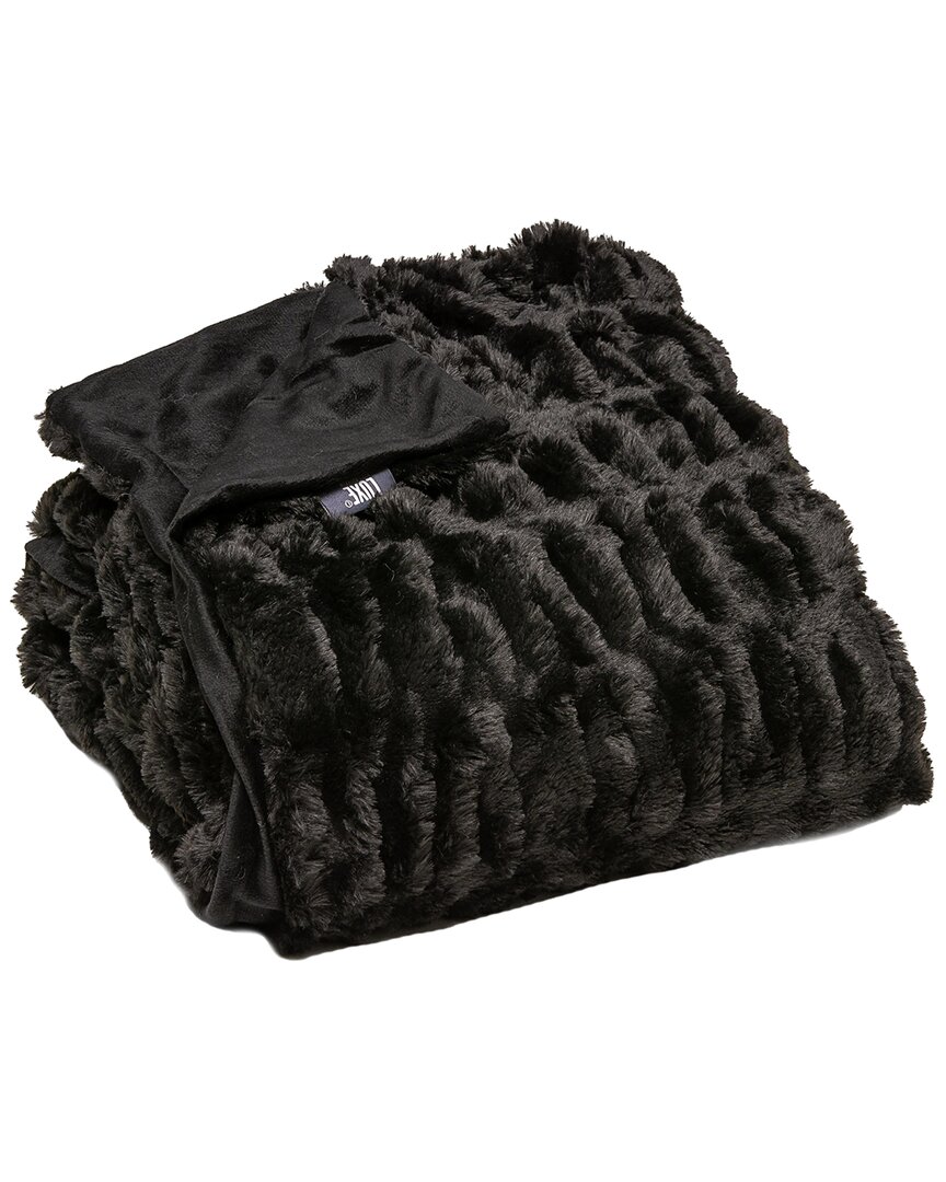 Luxe Faux Fur Signature Throw In Black