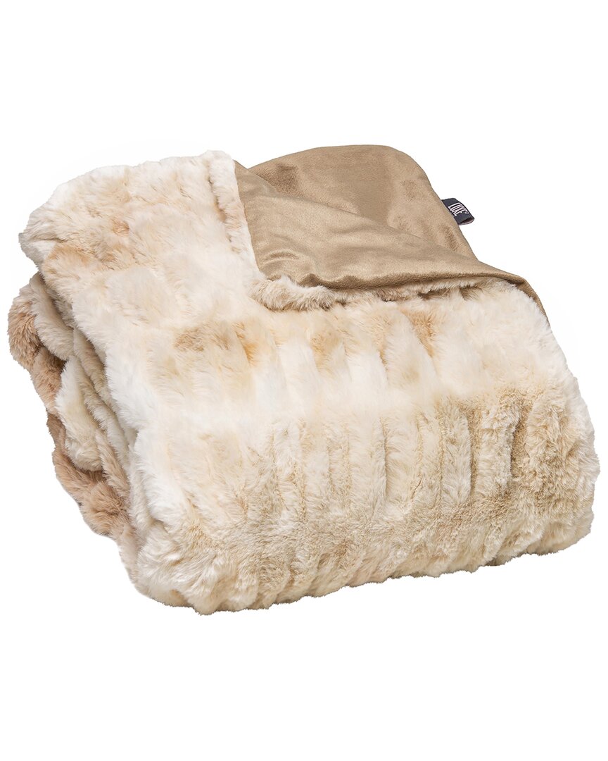 Luxe Faux Fur Signature Throw In Beige