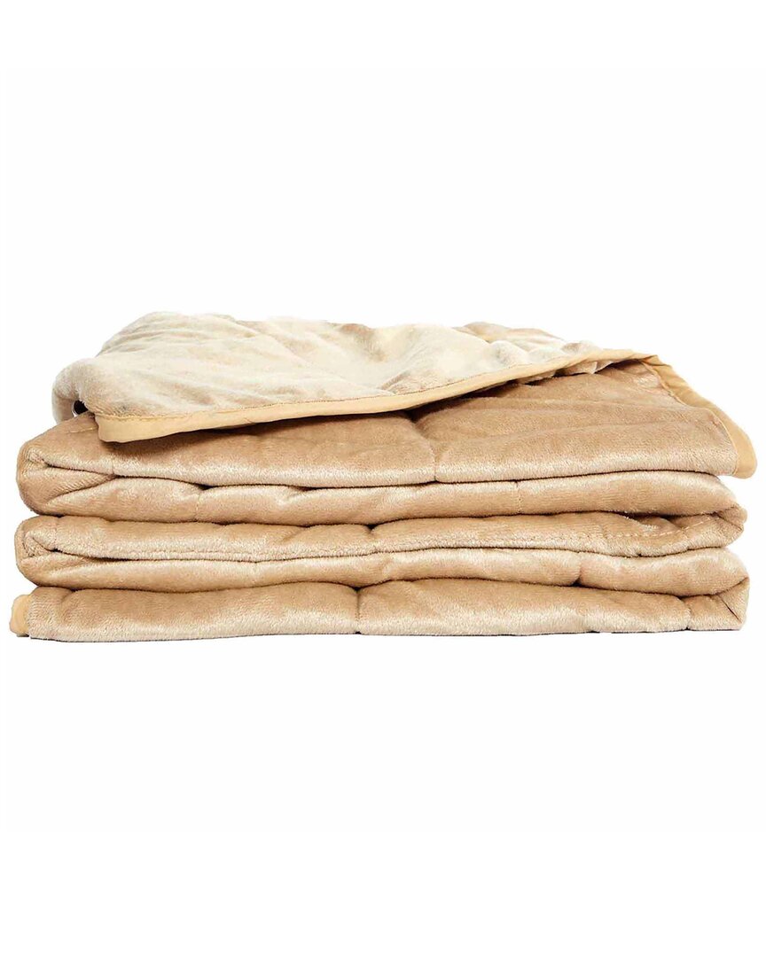 Pur And Calm Pur & Calm Silvadur Anti-microbial Plush Mink Weighted Blanket In Tan