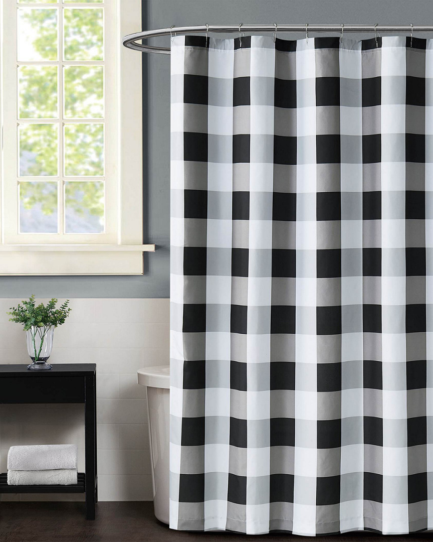 Truly Soft Everyday Buffalo Plaid Shower Curtain In Black