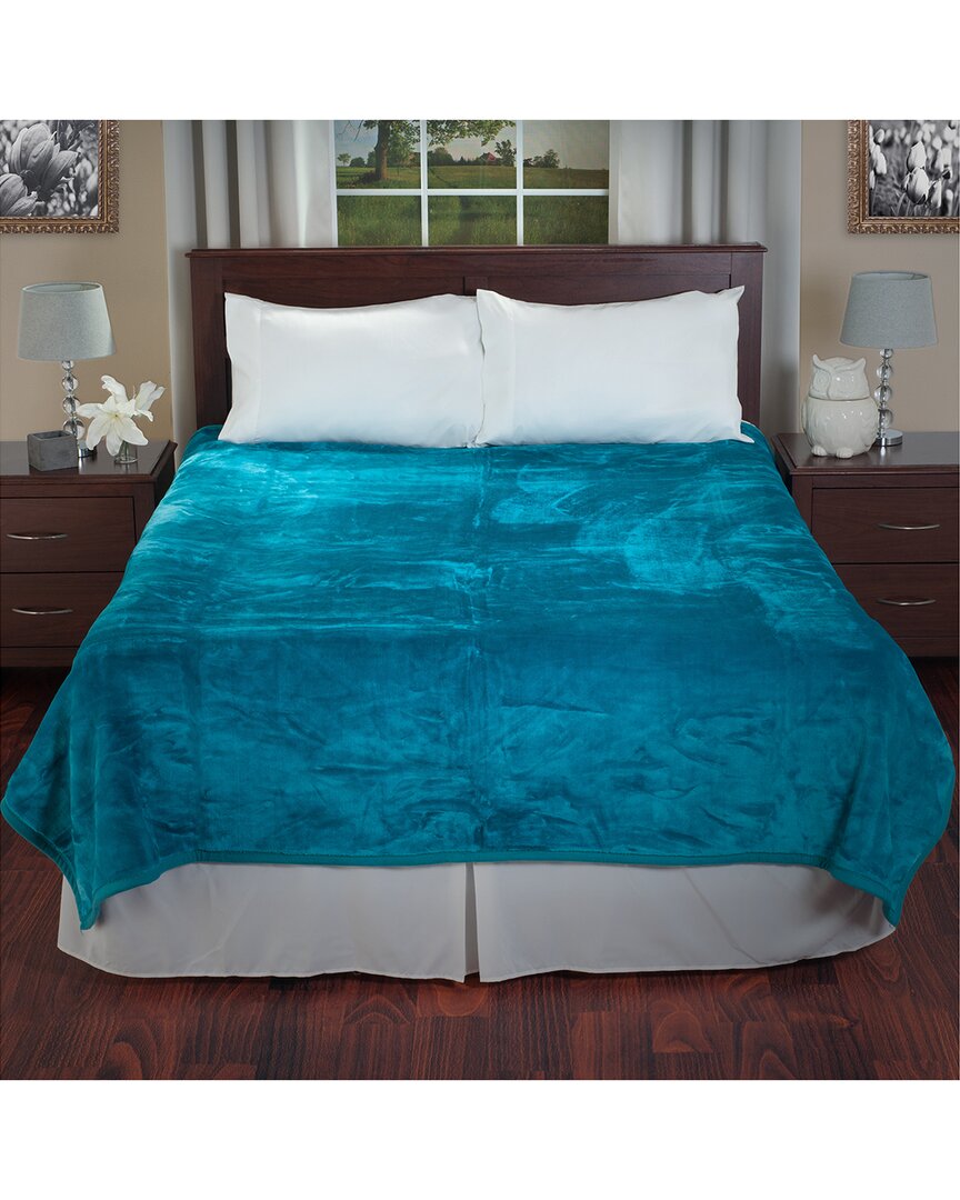 Lavish Home Faux Mink Cozy Weighted Blanket In Aqua
