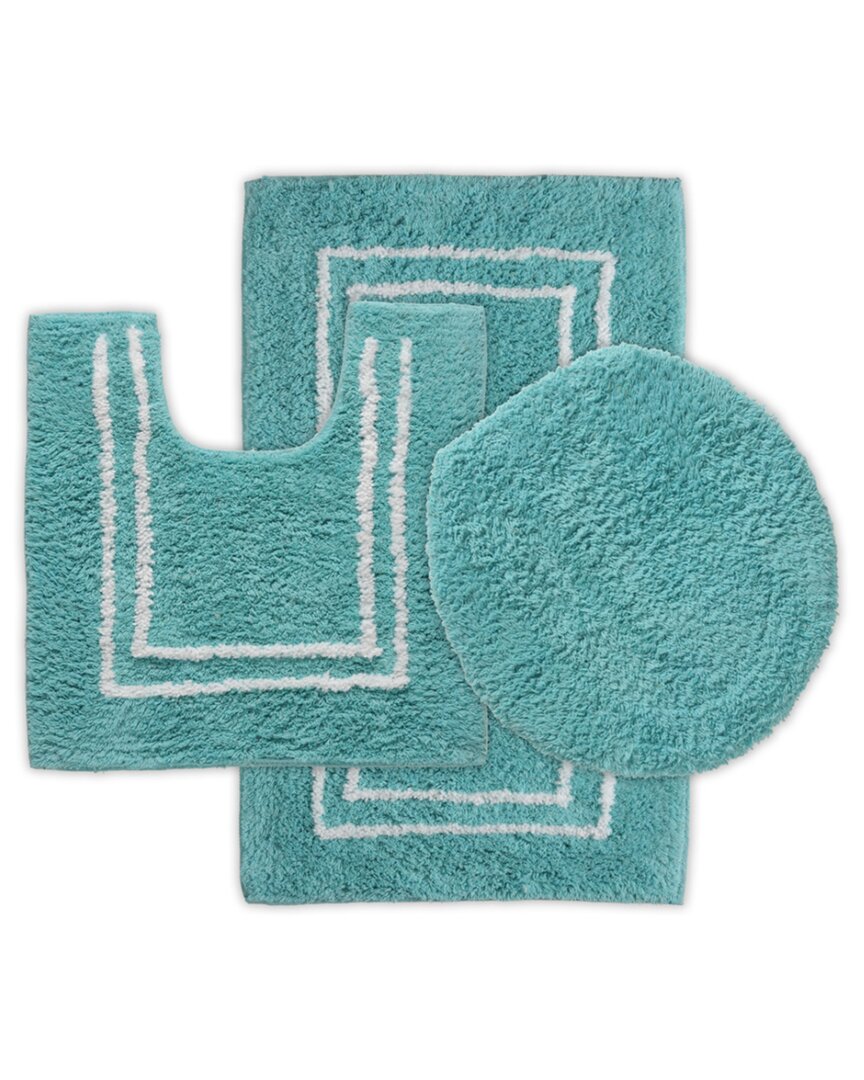 ST MARY'S ST MARY'S TUFTED 3PC COTTON BATH RUG SET WITH LID COVER