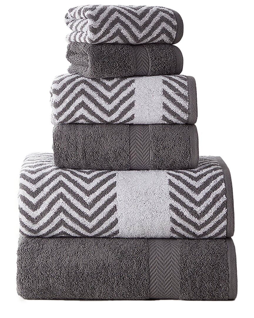 Kathy Ireland 6pc Chevron Jacquard Towel Set With Letsdry