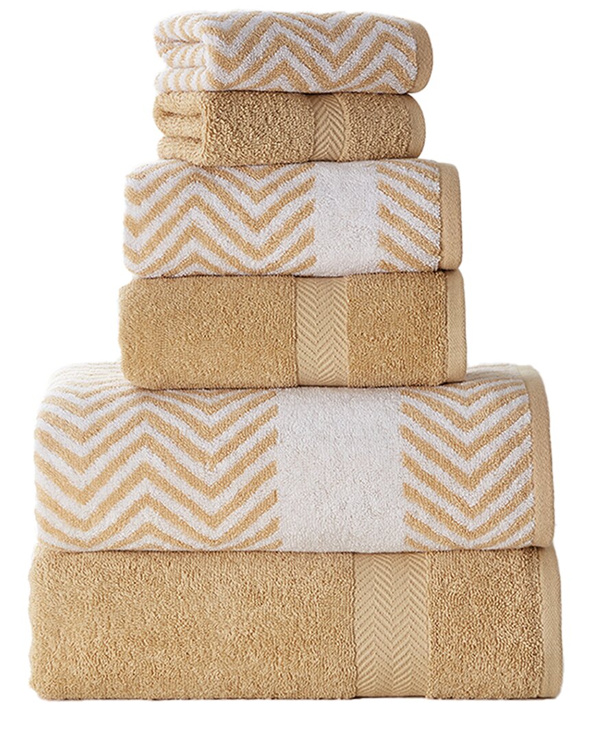 Kathy Ireland 6pc Chevron Jacquard Towel Set With Letsdry