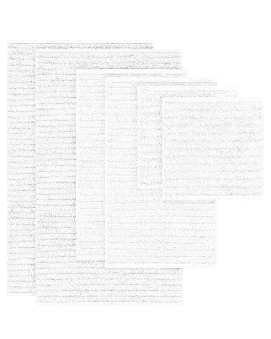 Bibb Home 6 Piece Ribbed Egyptian Cotton Towel Set