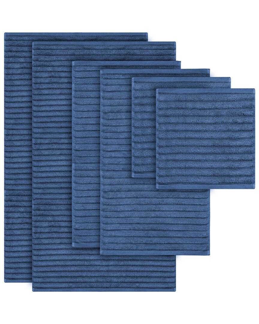 Bibb Home 6 Piece Ribbed Egyptian Cotton Towel Set