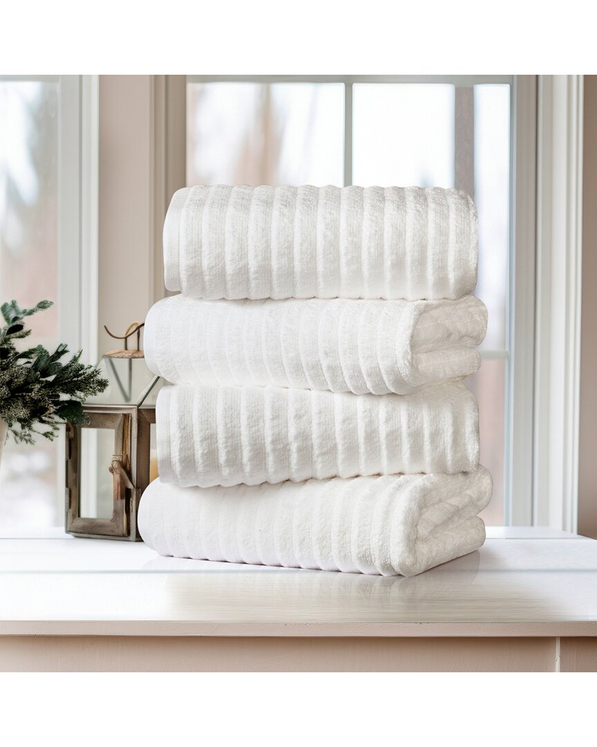 Bibb Home 4 Pack Ribbed Egyptian Cotton Bath Towel