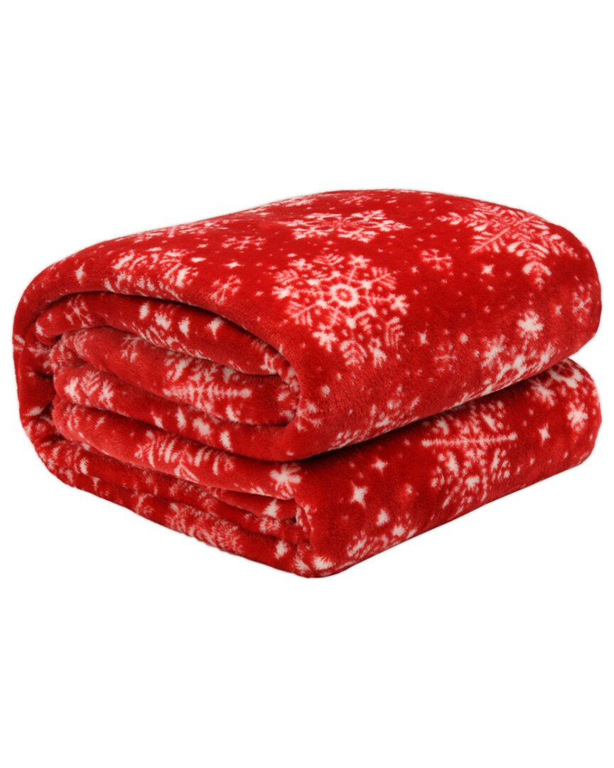 Kathy Ireland Holiday Print Plush Flannel Throw Bl
