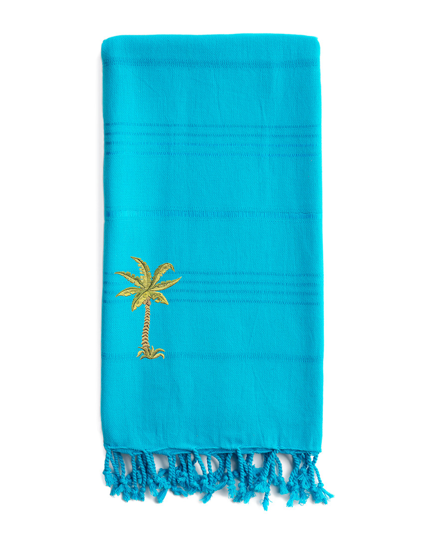 Linum Home Textiles Summer Fun Breezy Palm Tree Pestemal Beach Towel In Blue