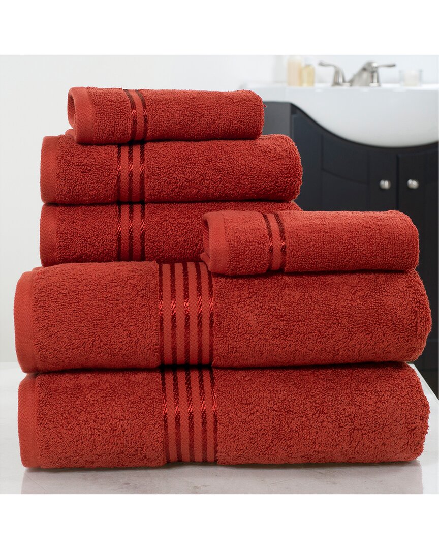 Lavish Home 6pc Cotton Towel Set In Burgundy