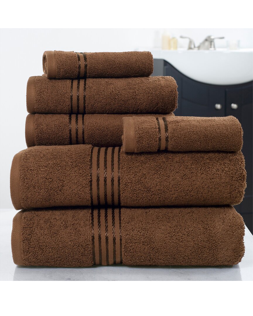 Lavish Home 6pc Cotton Towel Set In Chocolate