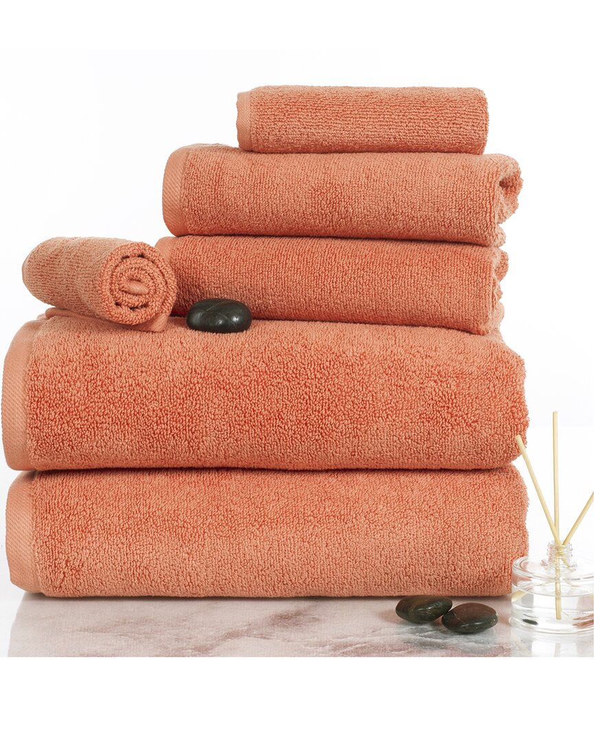 Lavish Home 6pc Cotton Towel Set In Brick