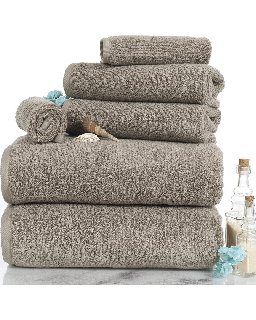 Lavish Home 6pc Cotton Towel Set In Taupe