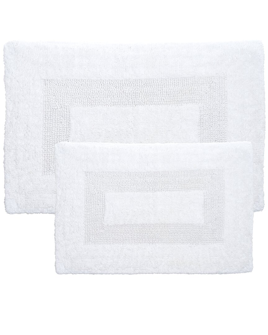Lavish Home 2pc Cotton Plush Bathroom Mat Rug Set In White