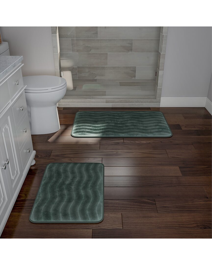 Lavish Home 2pc Soft Memory Foam Bath Mat Set In Green