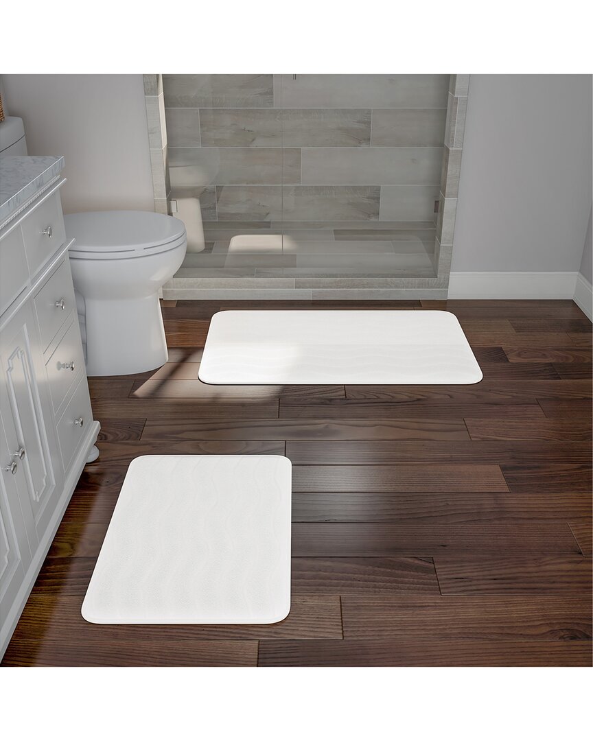 Lavish Home 2pc Soft Memory Foam Bath Mat Set In White
