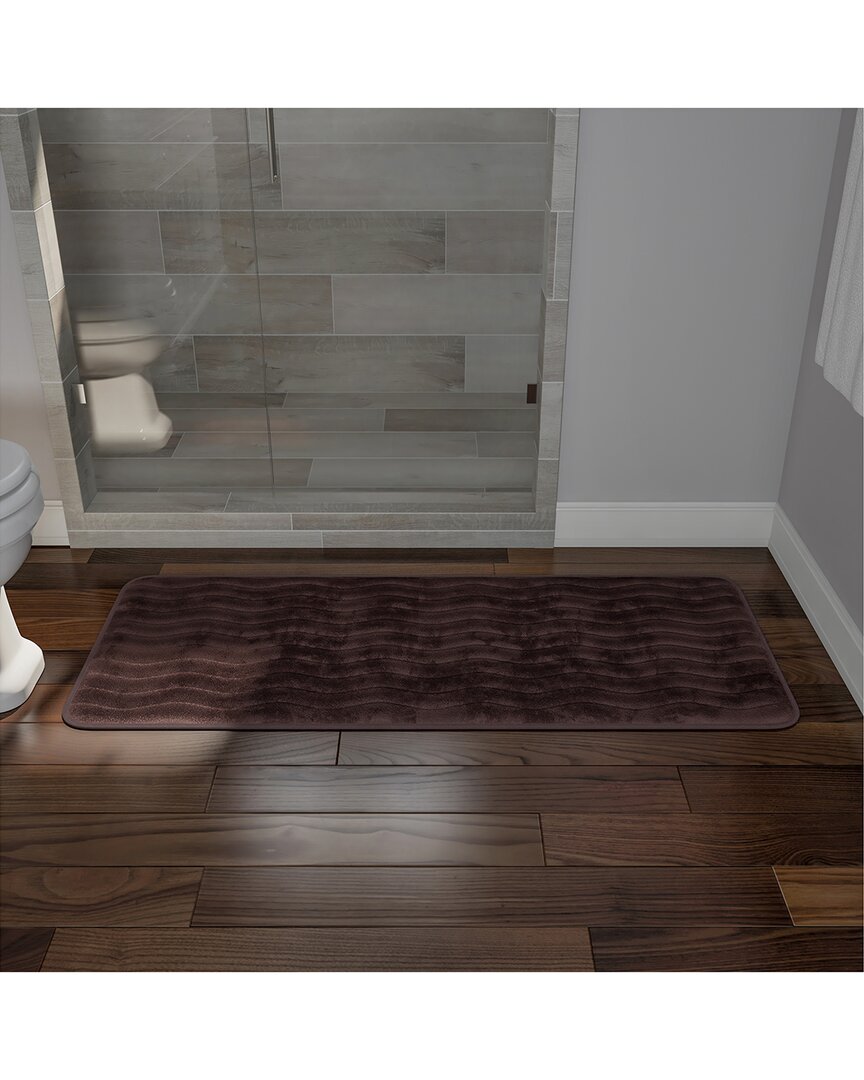 Lavish Home Extra Long Memory Foam Quick-dry Bath Mat In Chocolate