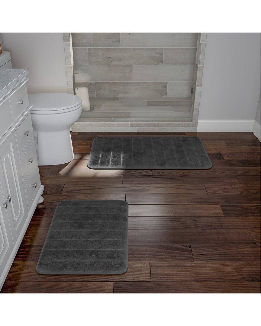 Shop Lavish Home 2pc Memory Foam Quick Dry Bath Mat In Gray