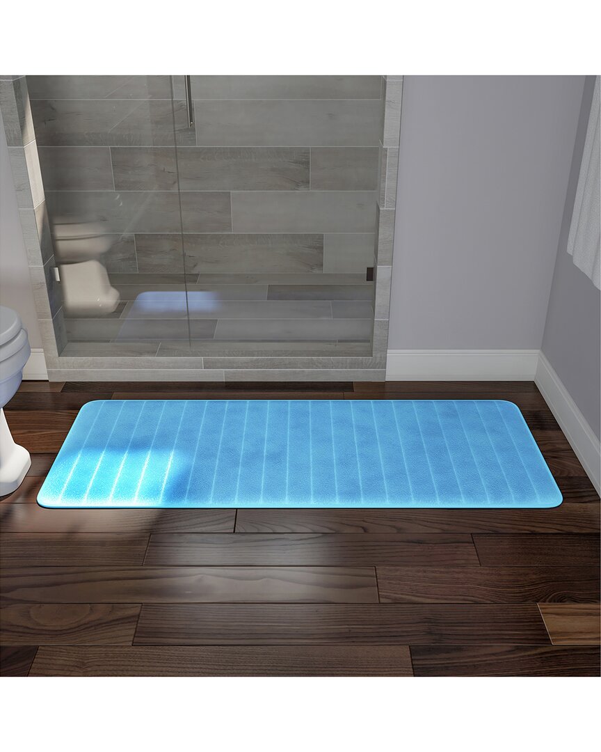 Lavish Home Memory Foam Long Bath Mat In Blue
