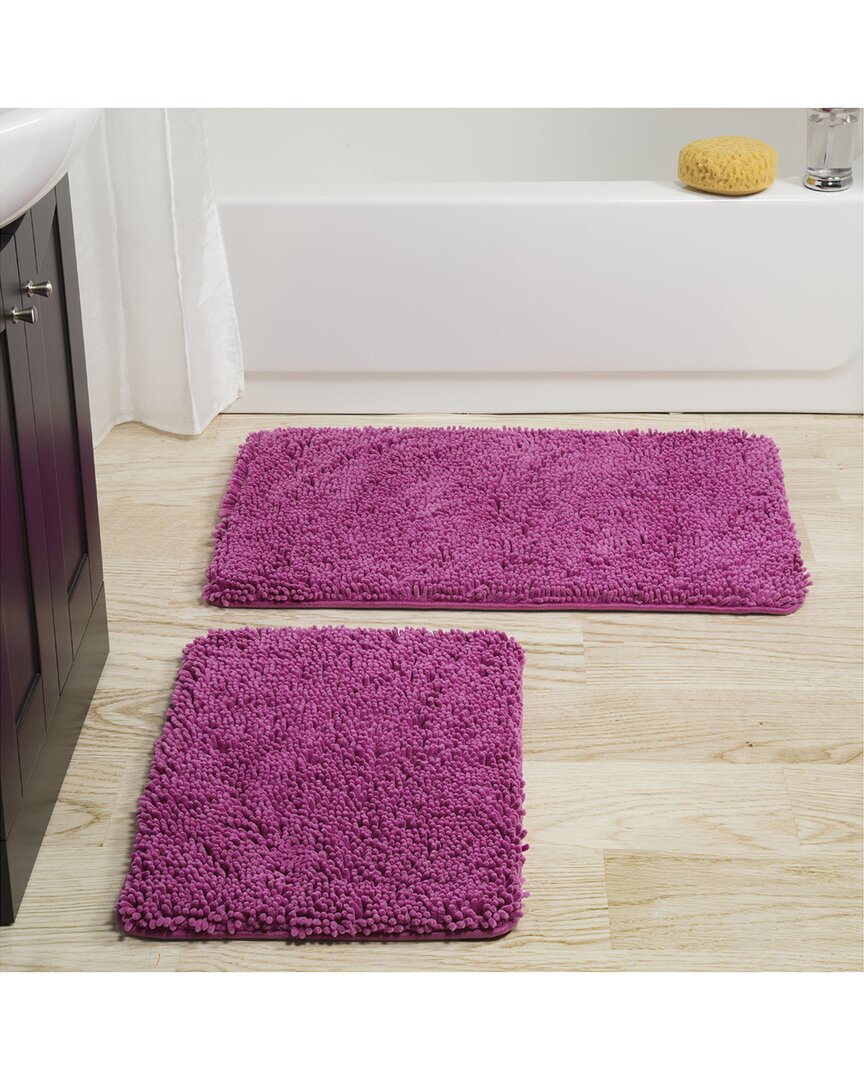 Lavish Home 2pc Memory Foam Shag Bath Mat In Pink