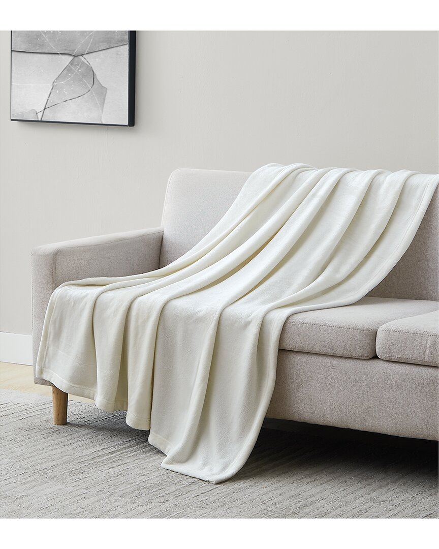 Southshore Fine Linens Premium Fleece Throw Blanket In Cream