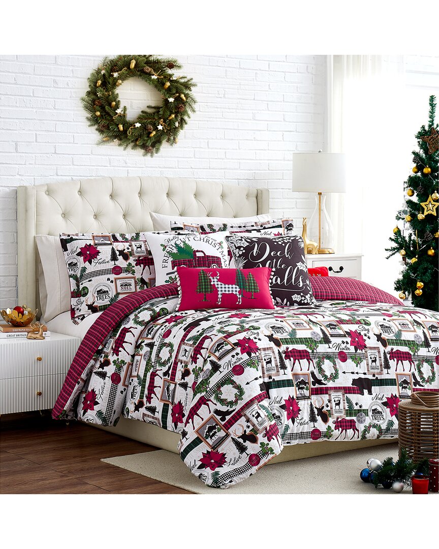 Southshore Fine Linens Merry Town Christmas Oversized Reversible Comforter Set In Red
