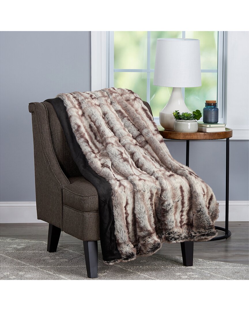 Lavish Home Fur Throw Blanket In Brown