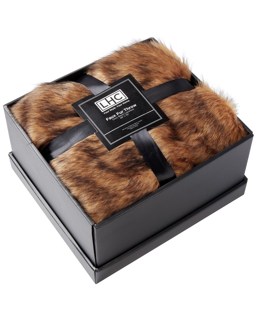 Lavish Home Fur Throw Blanket In Brown