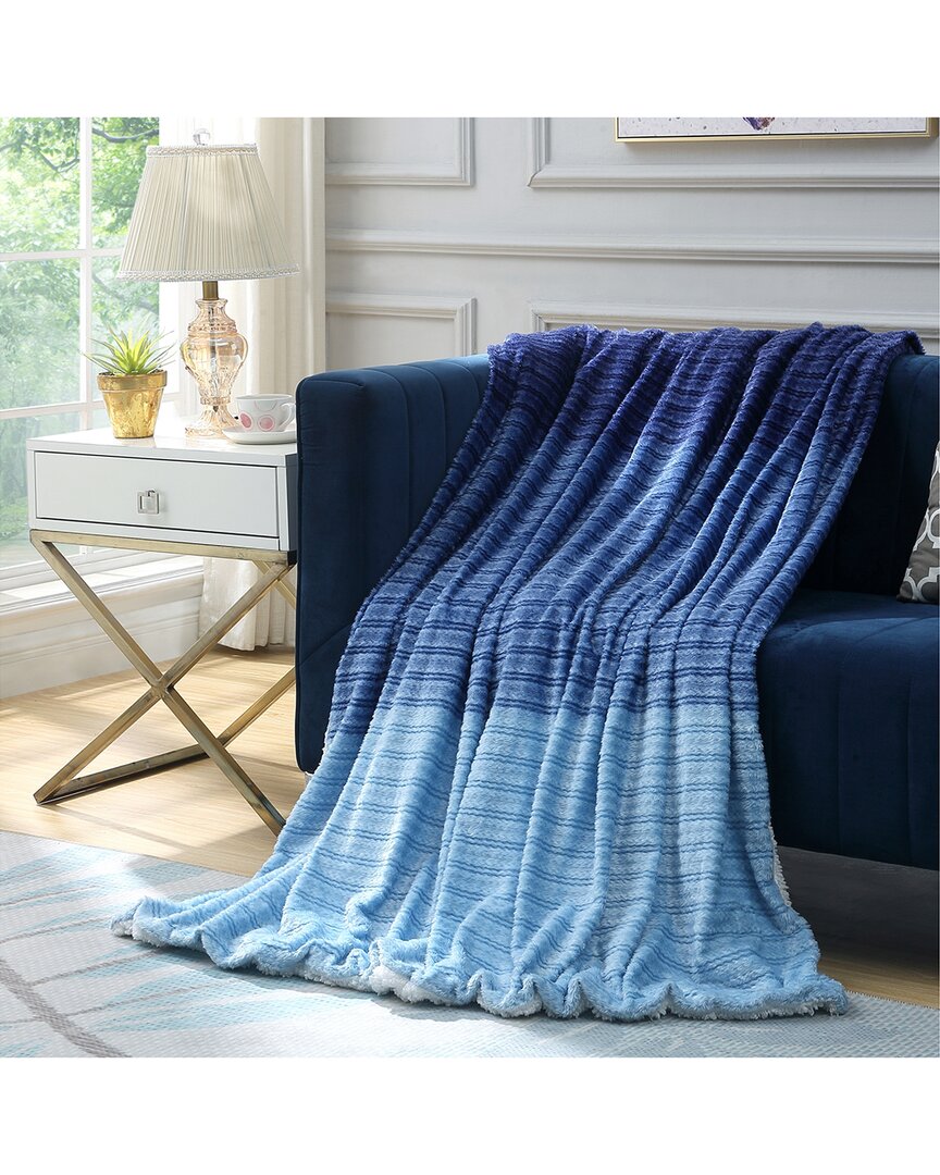 Cozy Tyme Tanesha Flannel Reversible Jacquard Throw In Navy
