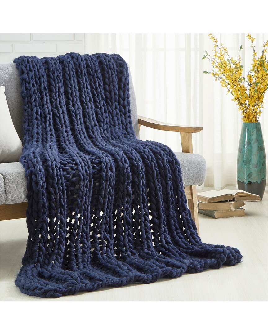 Cozy Tyme Coronela Channel Knit Throw In Navy