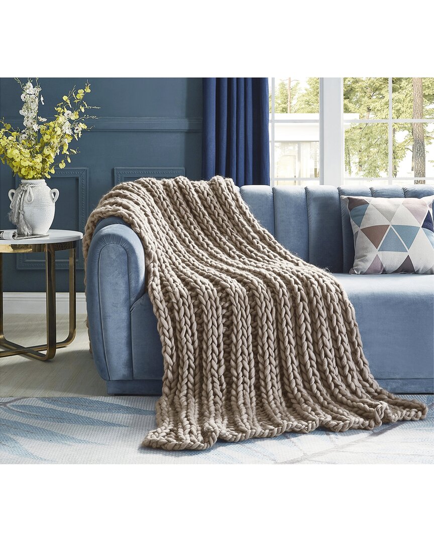 Cozy Tyme Coronela Channel Knit Throw In Taupe