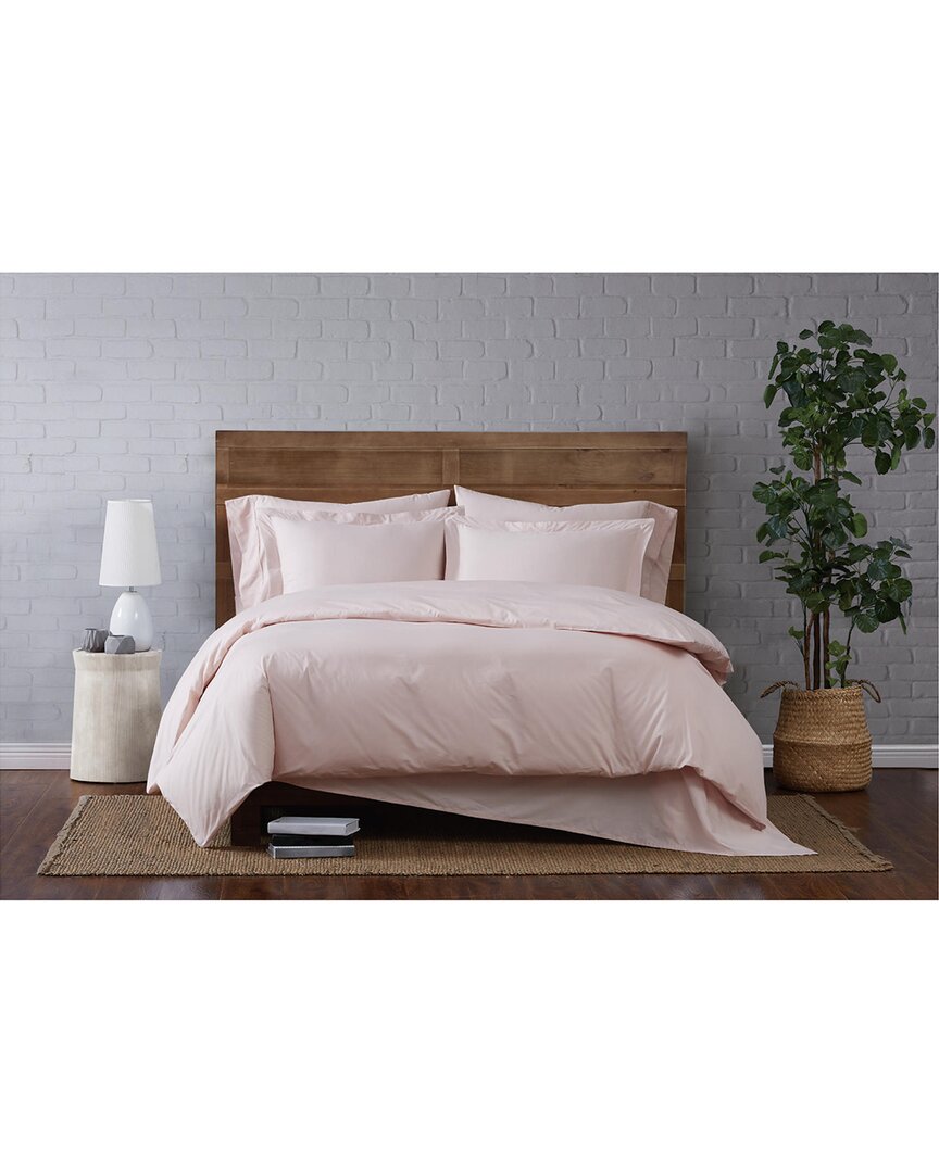 Cannon Solid Percale Duvet Set In Blush