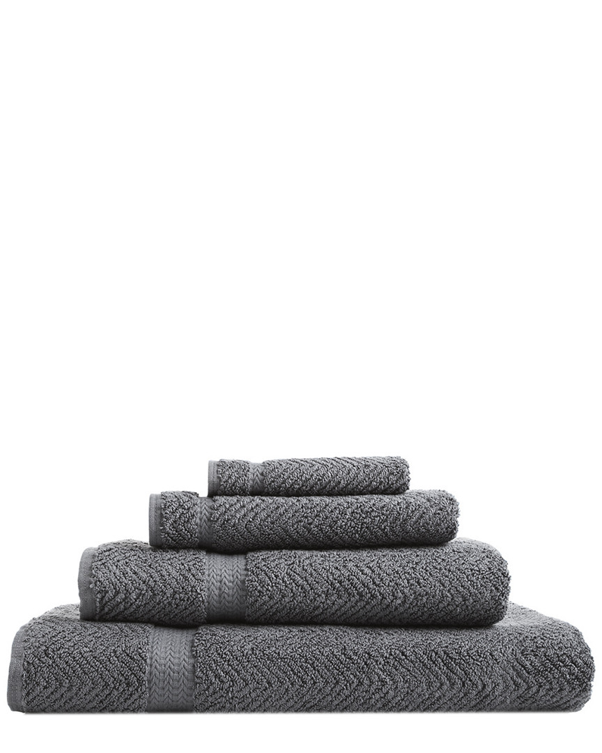 Linum Home Textiles Herringbone 4pc Towel Set In Gray