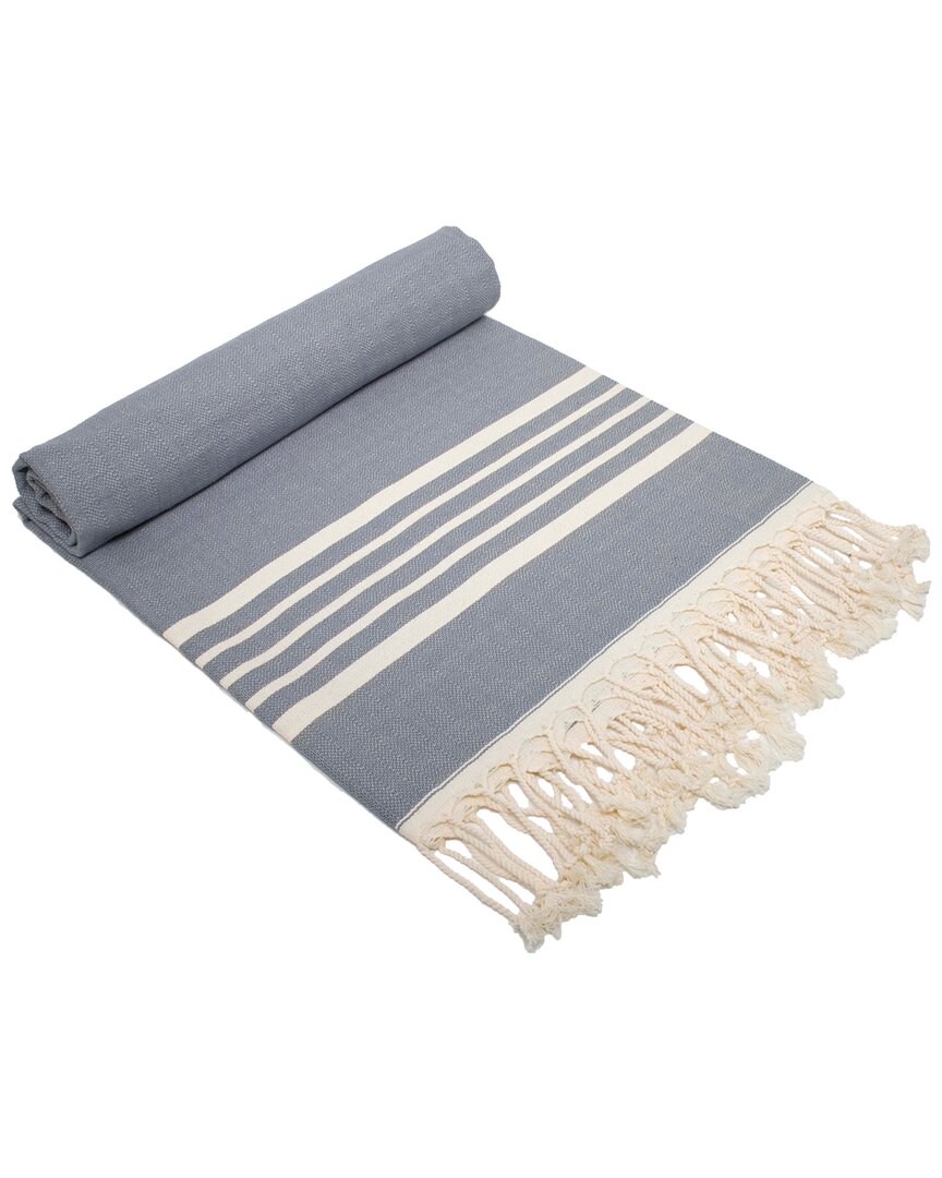 Ivy Collection Wellwet Hira Linen Beach Towel In Grey