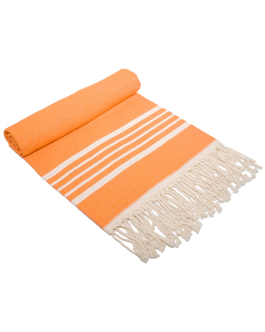 Ivy Collection Wellwet Hira Linen Beach Towel In Orange