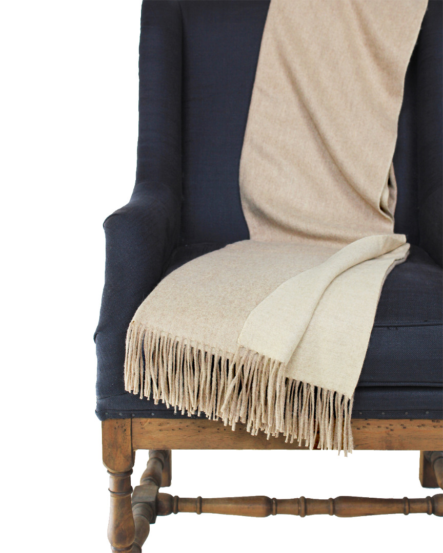 Melange Australian Merino Wool Reverse Throw Blanket In Nocolor