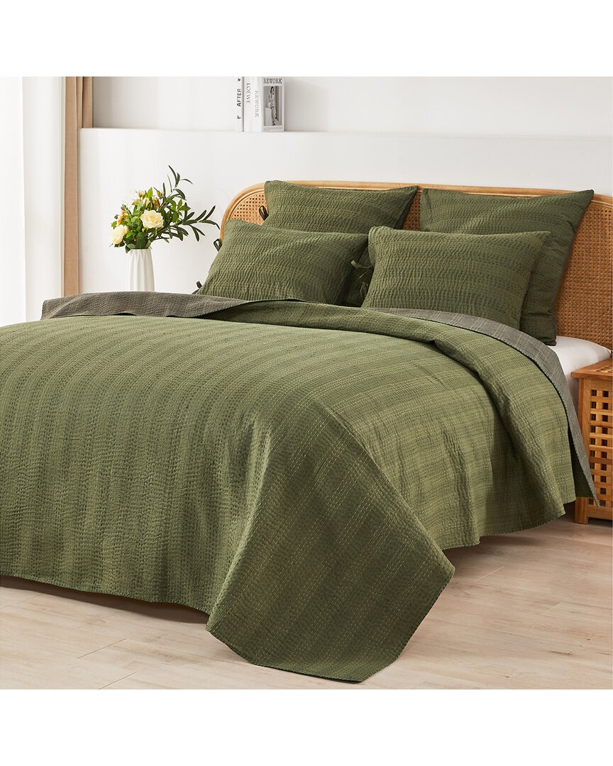 Melange Mélange Home Hand-stitched Reversible Kantha Coverlet