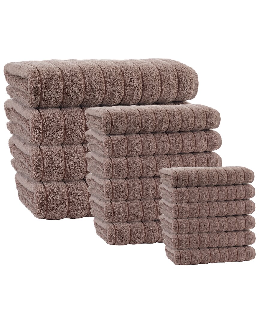 Enchante Home Vague Turkish Cotton 16pc Towel Set In Beige