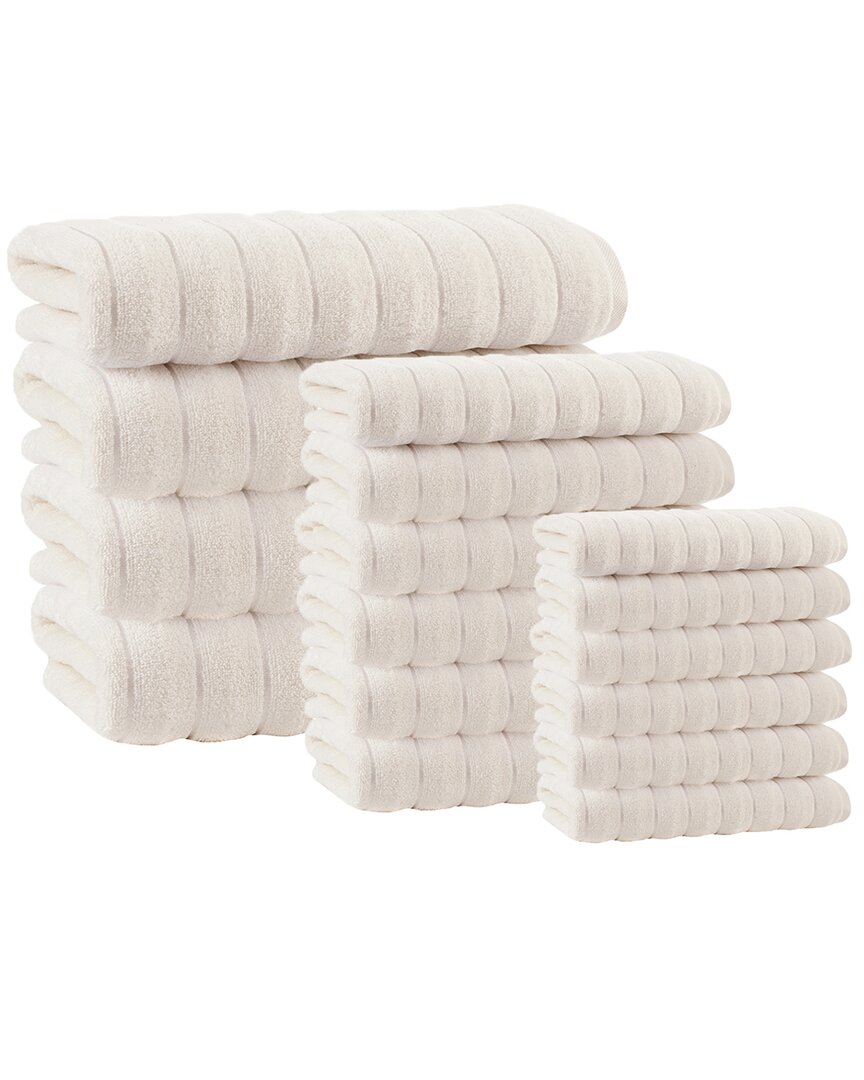 Enchante Home Vague Turkish Cotton 16pc Towel Set In Cream