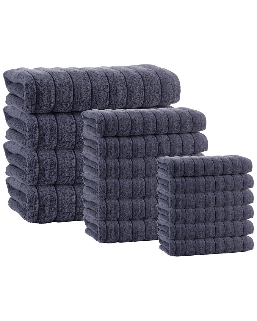 Enchante Home Vague Turkish Cotton 16pc Towel Set In Silver