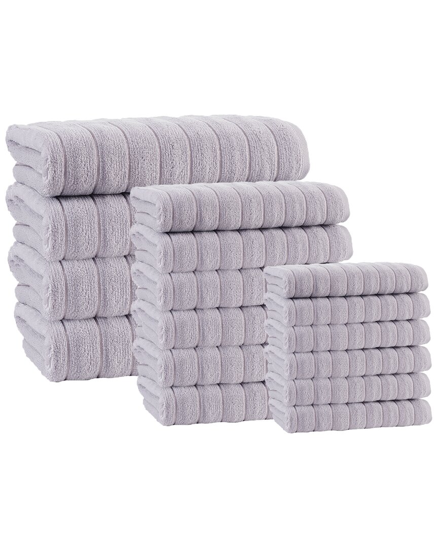 Enchante Home Vague Turkish Cotton 16pc Towel Set In Silver