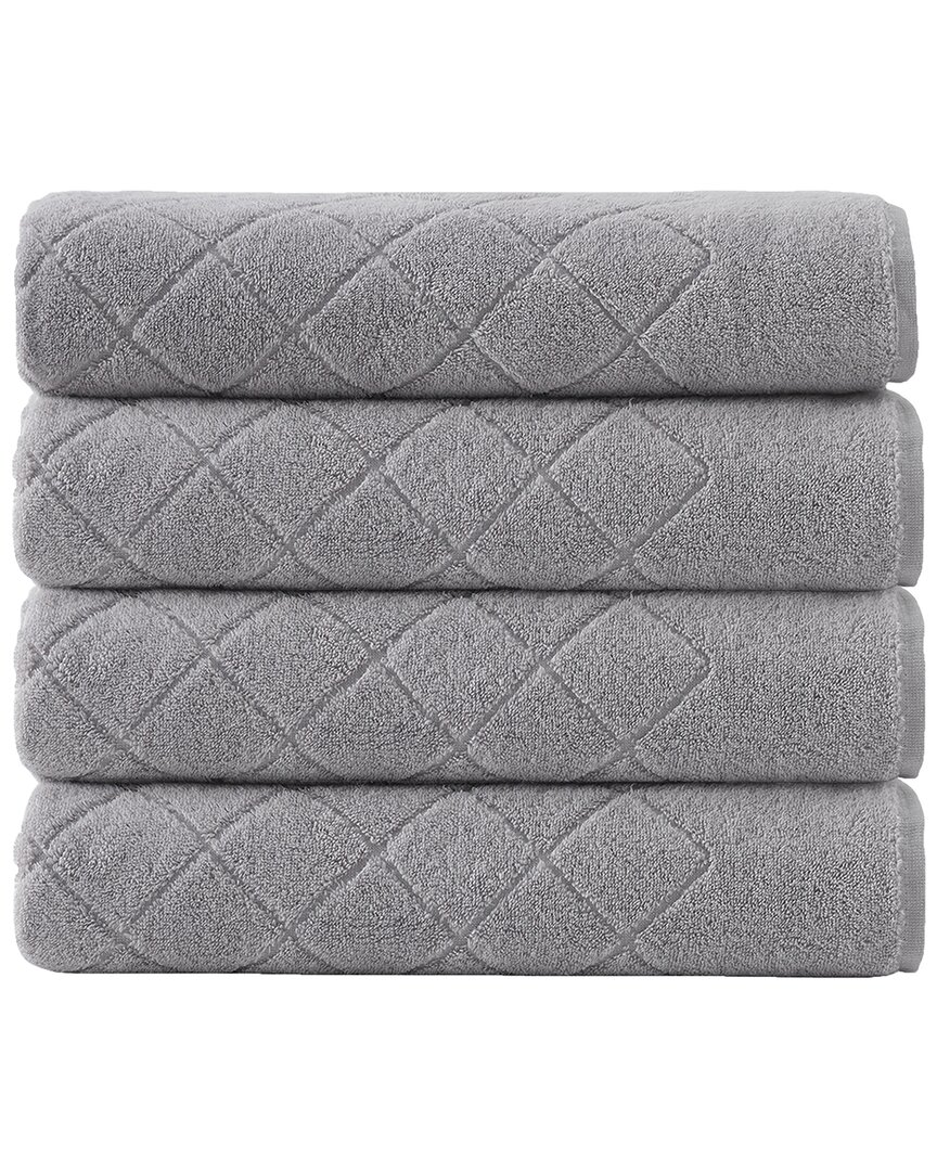 Enchante Home Gracious Turkish Cotton 4pc Hand Towels In Silver