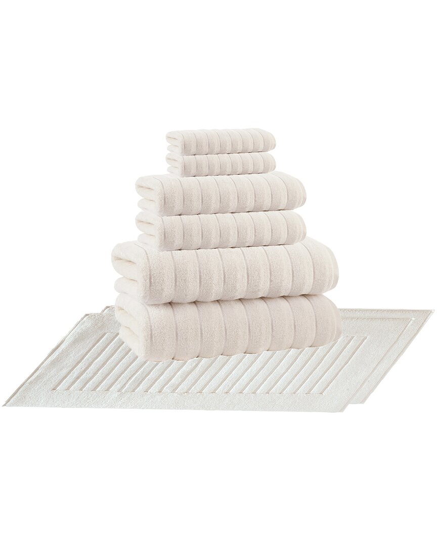 Enchante Home Vague Turkish Cotton 8pc Towel Set In Cream