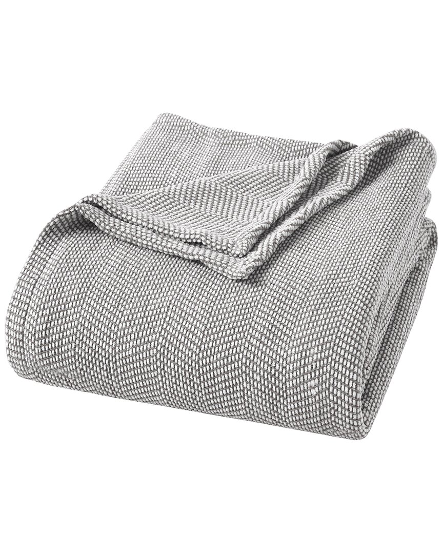 Superior Maya Chenille Herringbone Medium Weight Blanket In Grey
